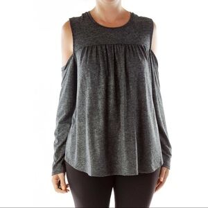 LOFT Gray Shimmery Off-the-Shoulder Blouse